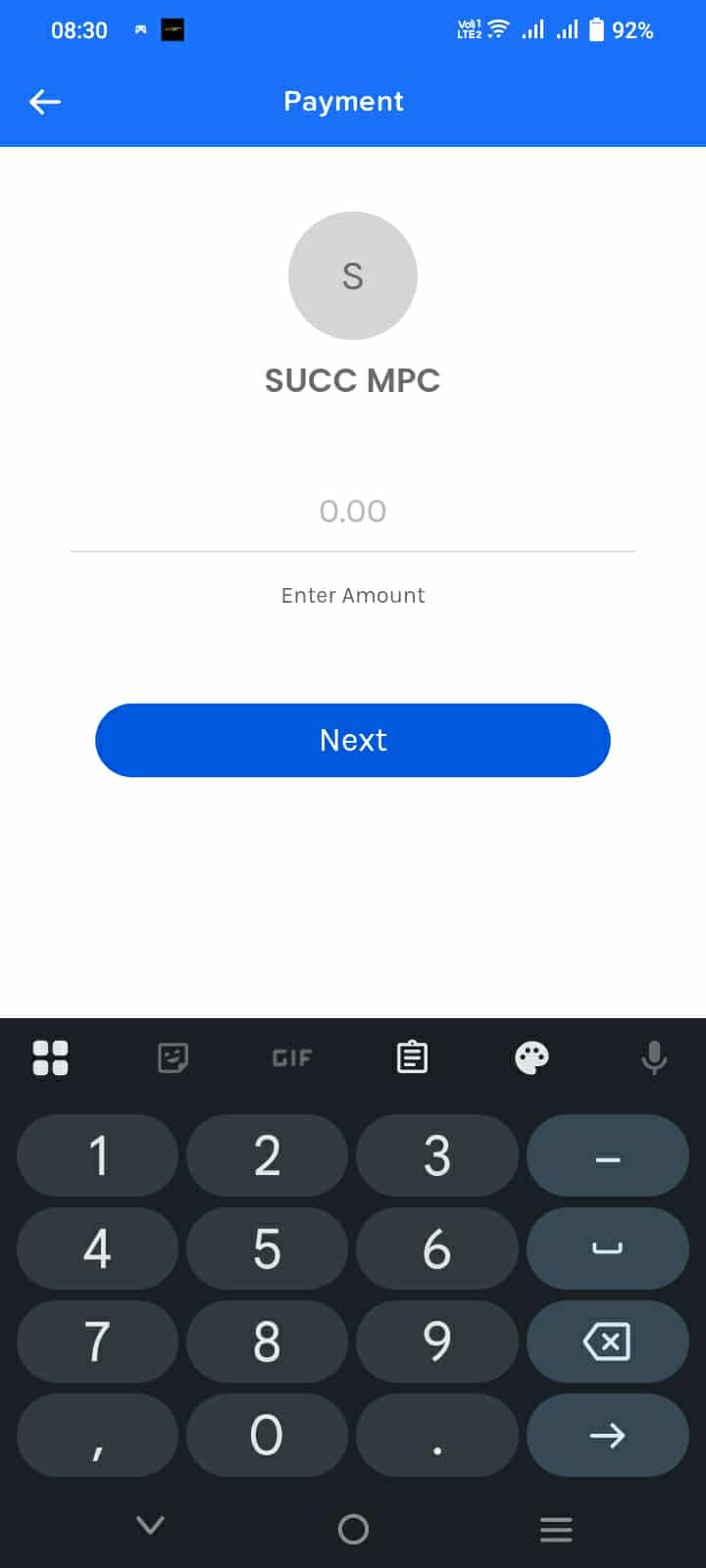GCash Amount Input Screen